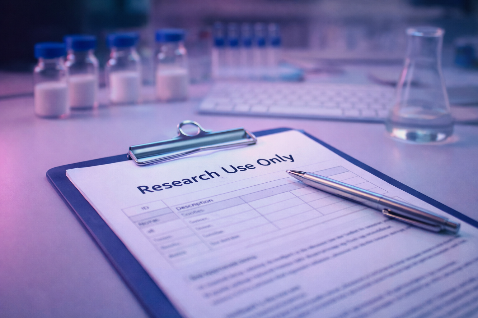 Laboratory research materials and documentation indicating Research Use Only classification